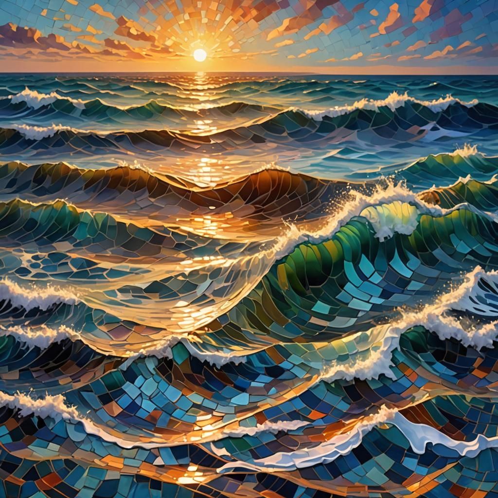 Ocean waves goodbye to the sun