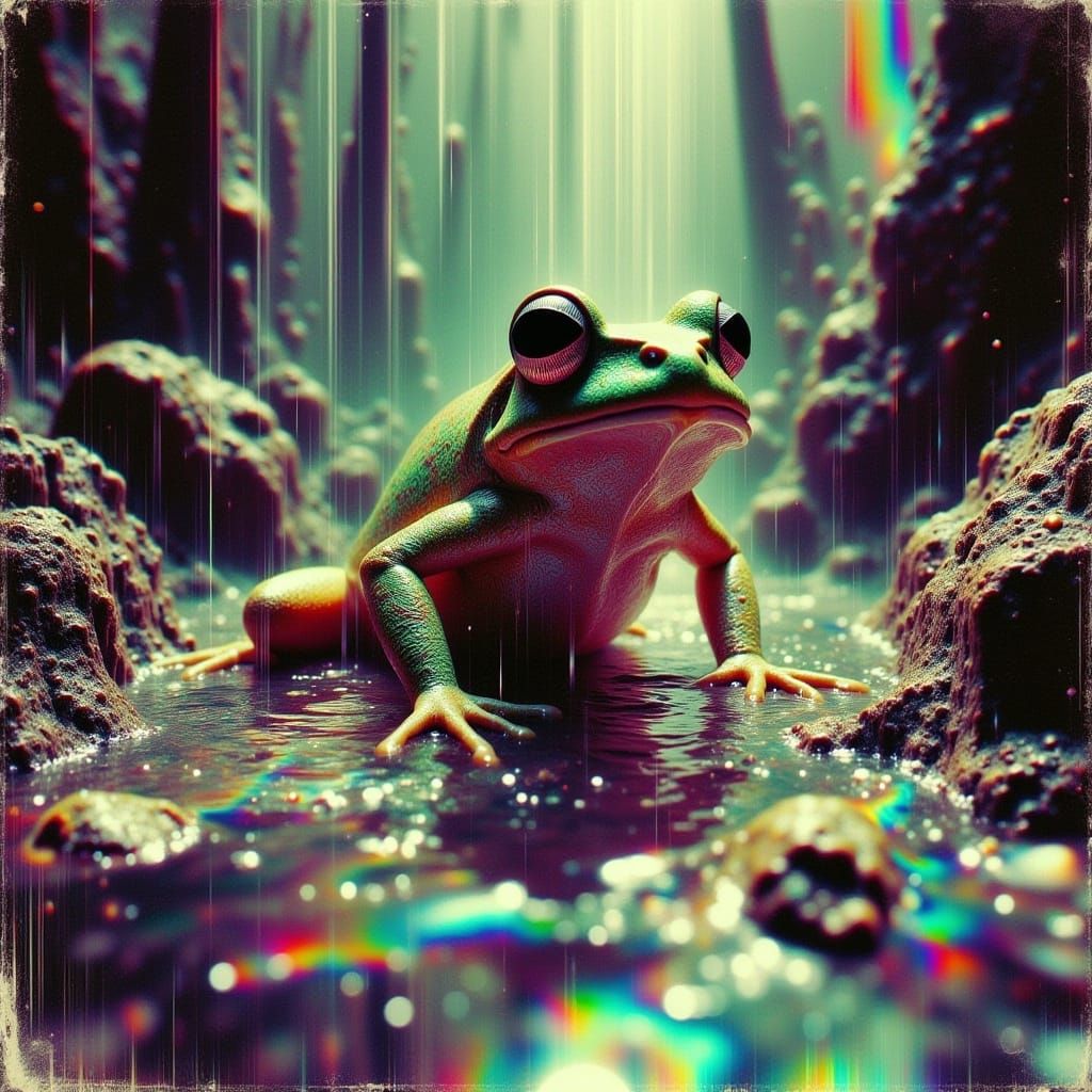 <lora:Chemical Burn:1.0> Vintage surreal photo art: distorted chemical burn imagery merges with psychedelic glitch sinister vintage aestheti...