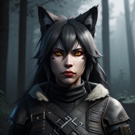 wild wolf  ittle girl