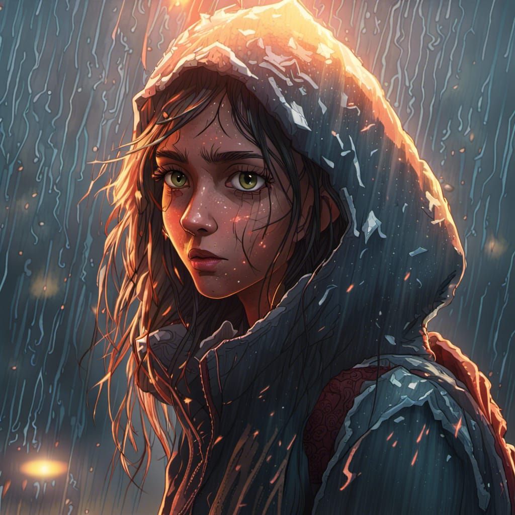 Girl in rain - AI Generated Artwork - NightCafe Creator