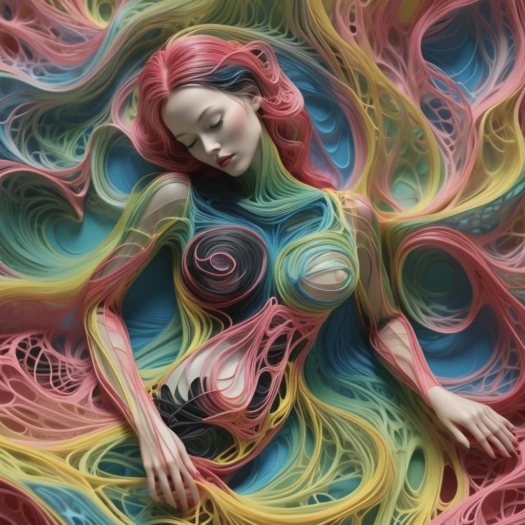 A daydream, pink, yellow, green and blue fantasy woven dream...