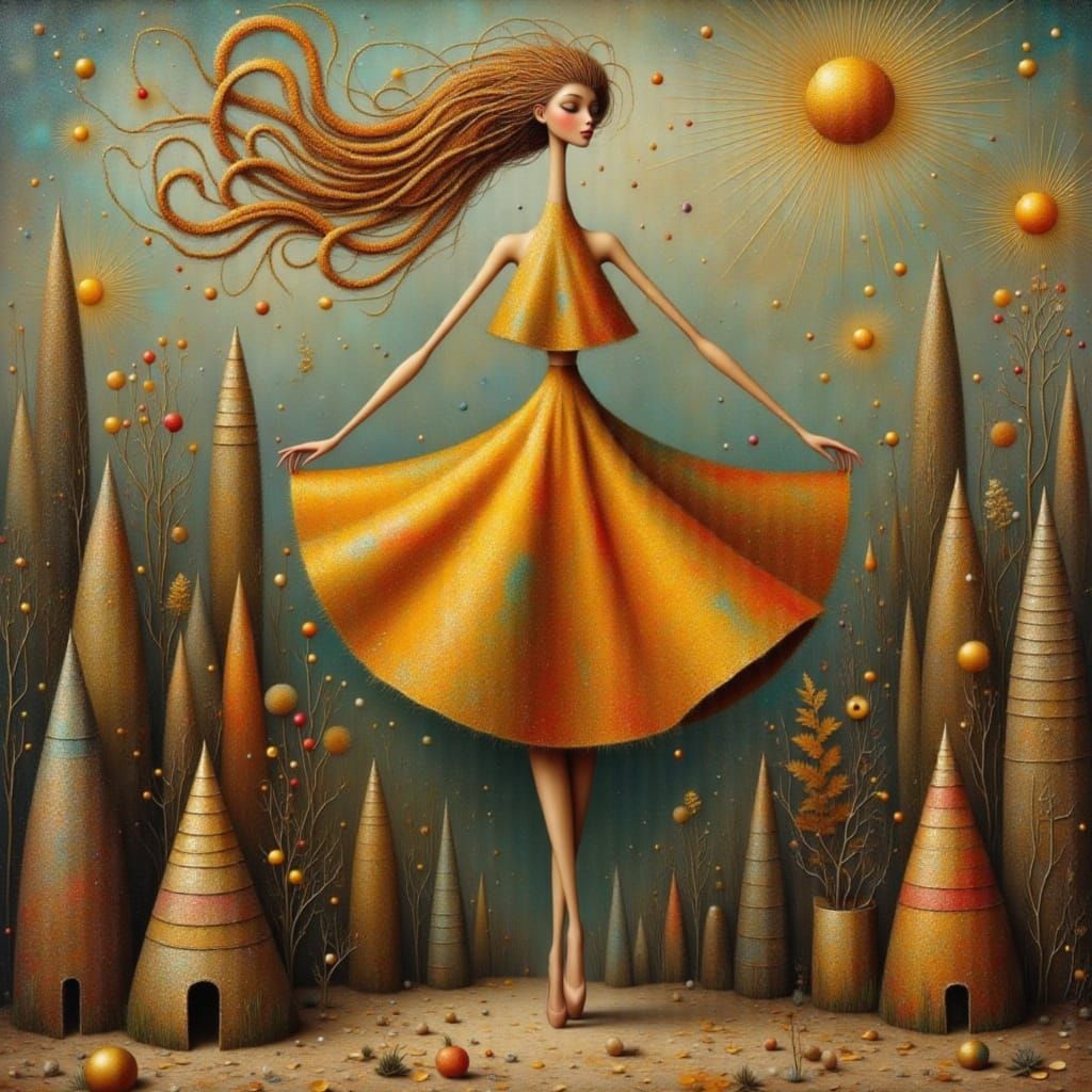 3D Cartoon Woman Ballet Dancing with City Background