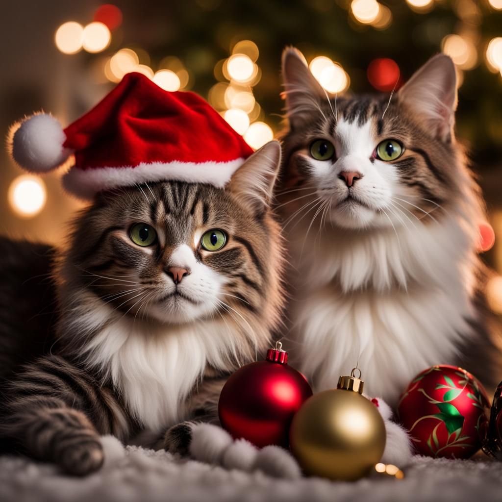 Cats Celebrating Christmas - AI Generated Artwork - NightCafe Creator