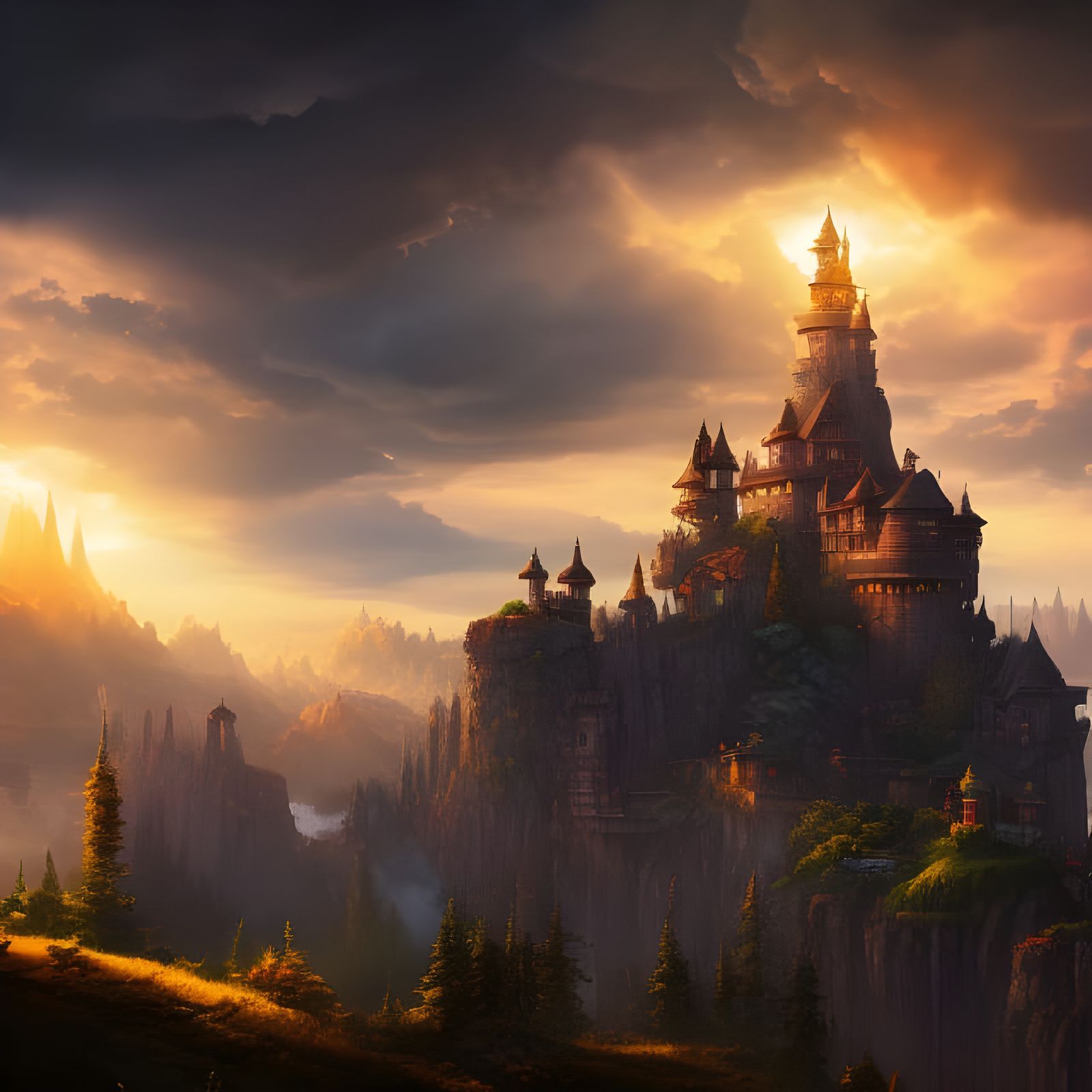 Castle in the Clouds - AI Generated Artwork - NightCafe Creator