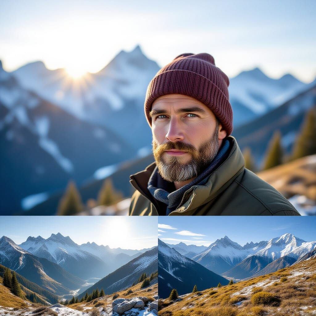 Vibrant Mountain Landscape Portrait with Shallow Depth of Fi...