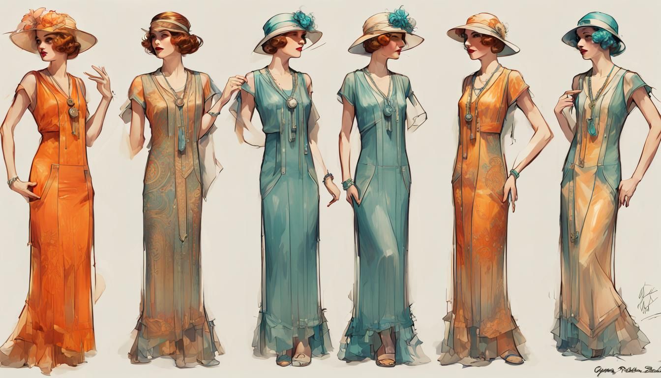 Vintage dress pattern sketch 1920's, 5 models, Sear's catalog, pretty ...
