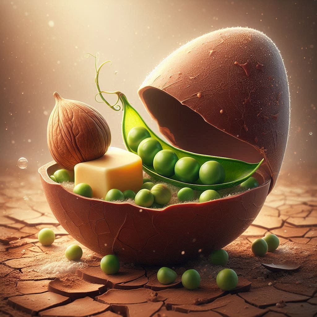 pea nut butter, chocolate easter egg