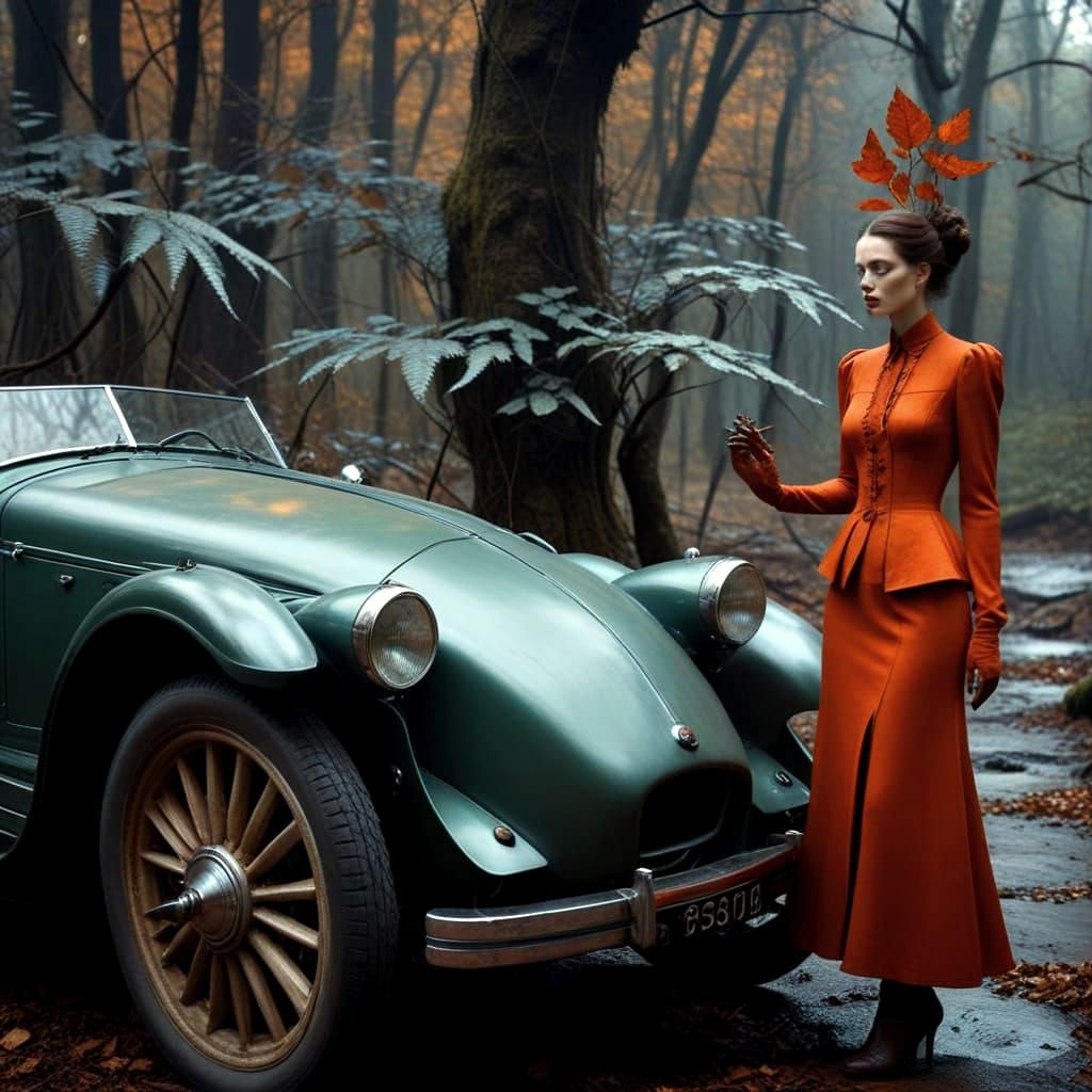 Eerie Forest Portrait in Surreal Hyperrealism