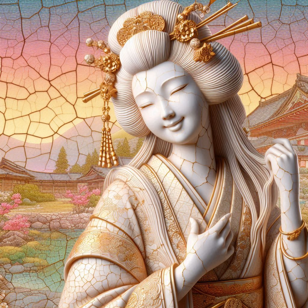 japanese woman porcelain portrait.