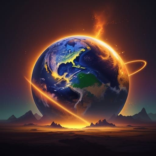 Vibrant Earth with Swirling Lights in Unreal Engine 5 Style