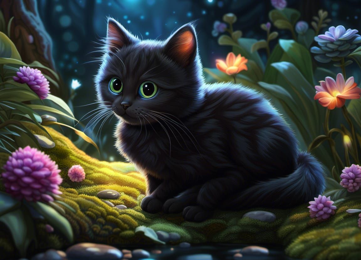 black cat - AI Generated Artwork - NightCafe Creator