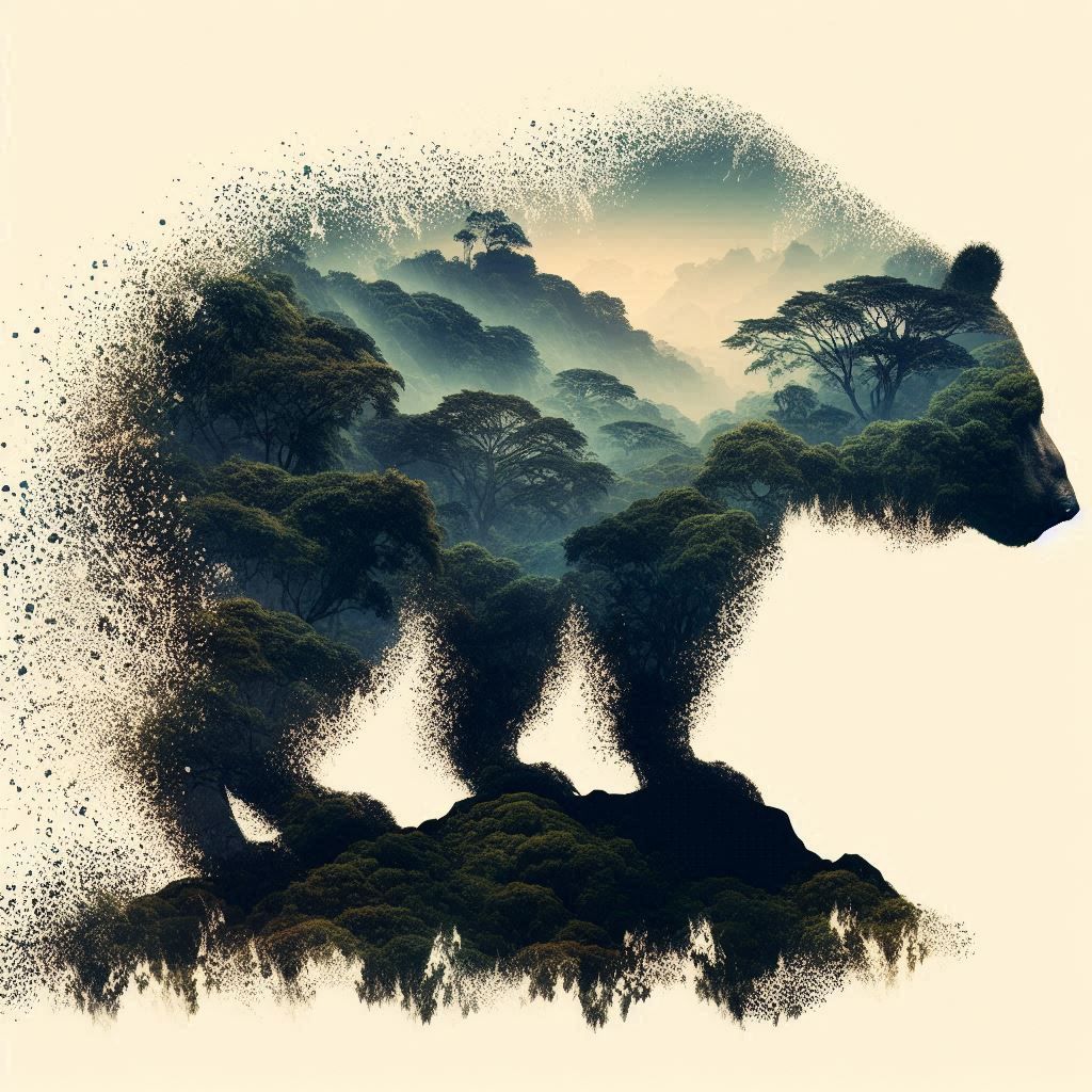 double exposure beautiful fantasy DALL-E 3 portrait landscape..