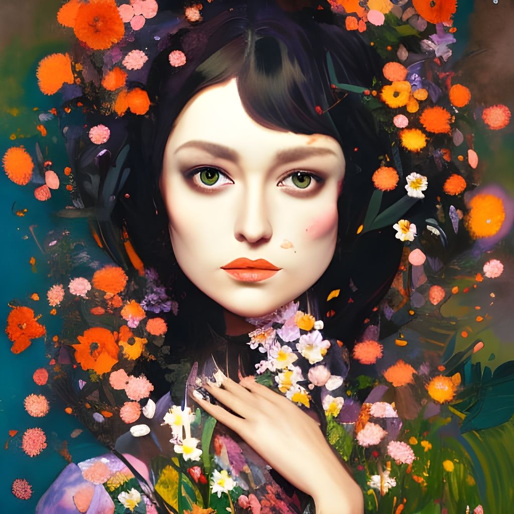 Portrait of a beautiful dark haired woman - AI Generated Artwork ...