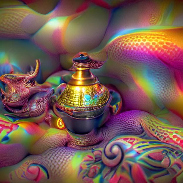 Inside of a Genie Lamp VRay 8k resolution 8K 3D psychedelic