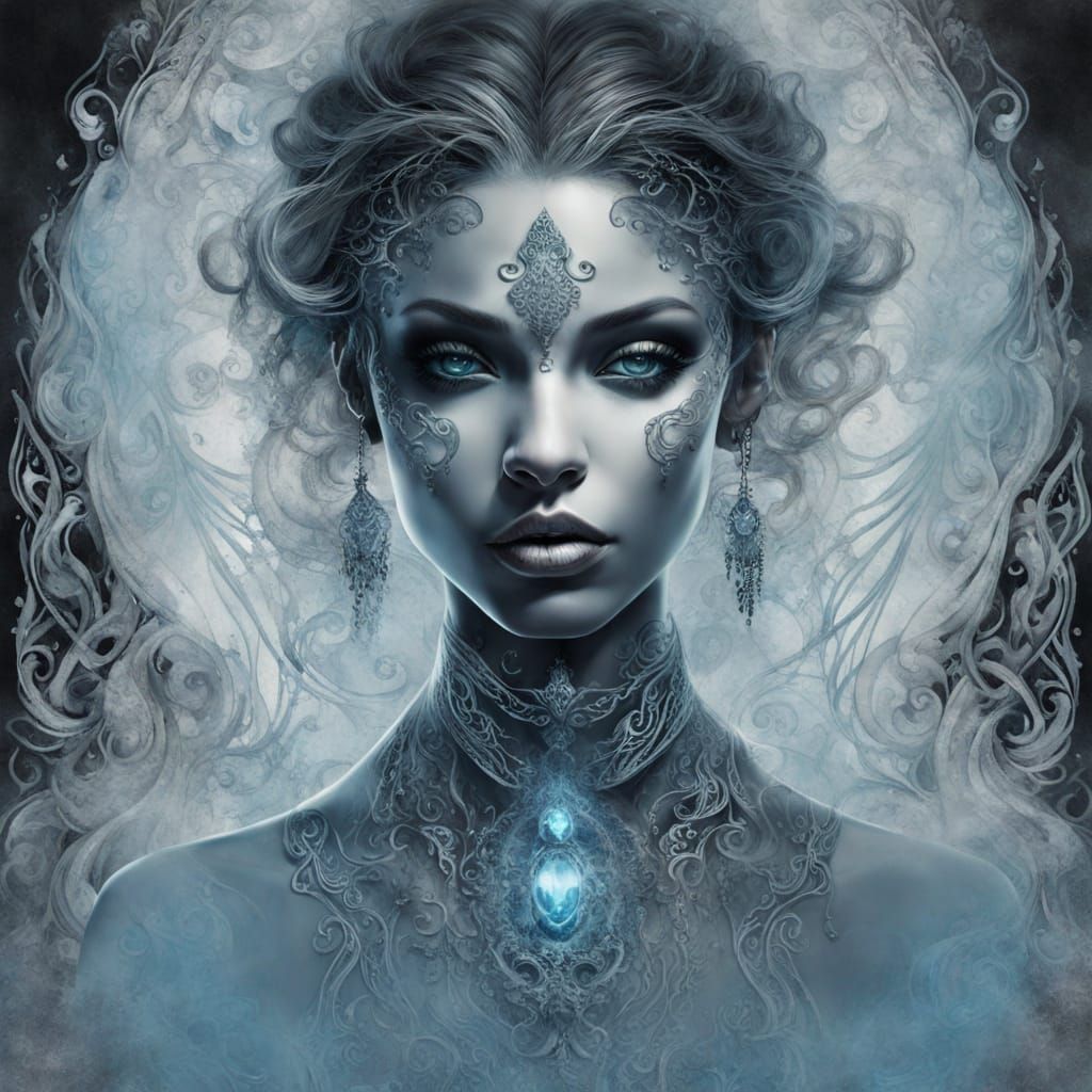 A stunning piece of dark fantasy art by Paola Salomé, featur...