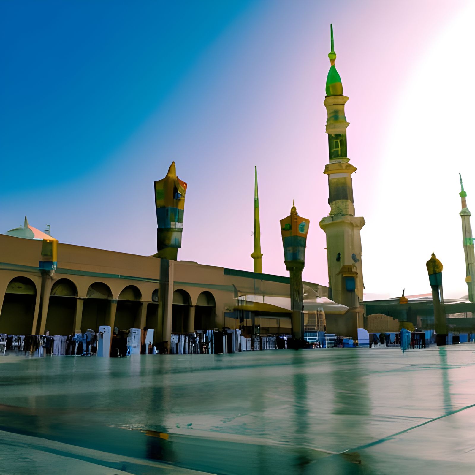 Cinematic landscape of the Prophets Mosque in Madinah Munawa...