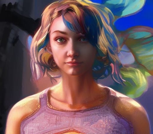 Girl with rainbow hair - AI Generated Artwork - NightCafe Creator