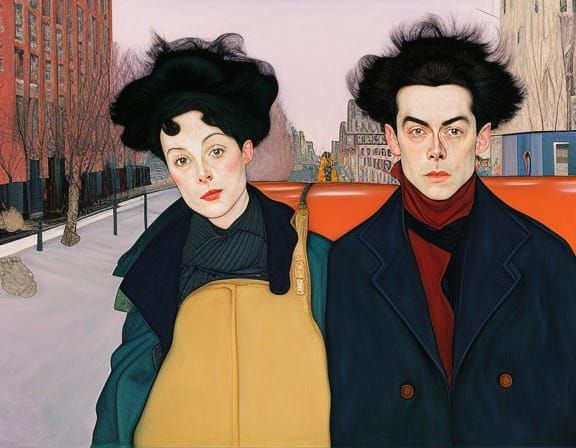 Friends in a Police Car, Naive Illustration