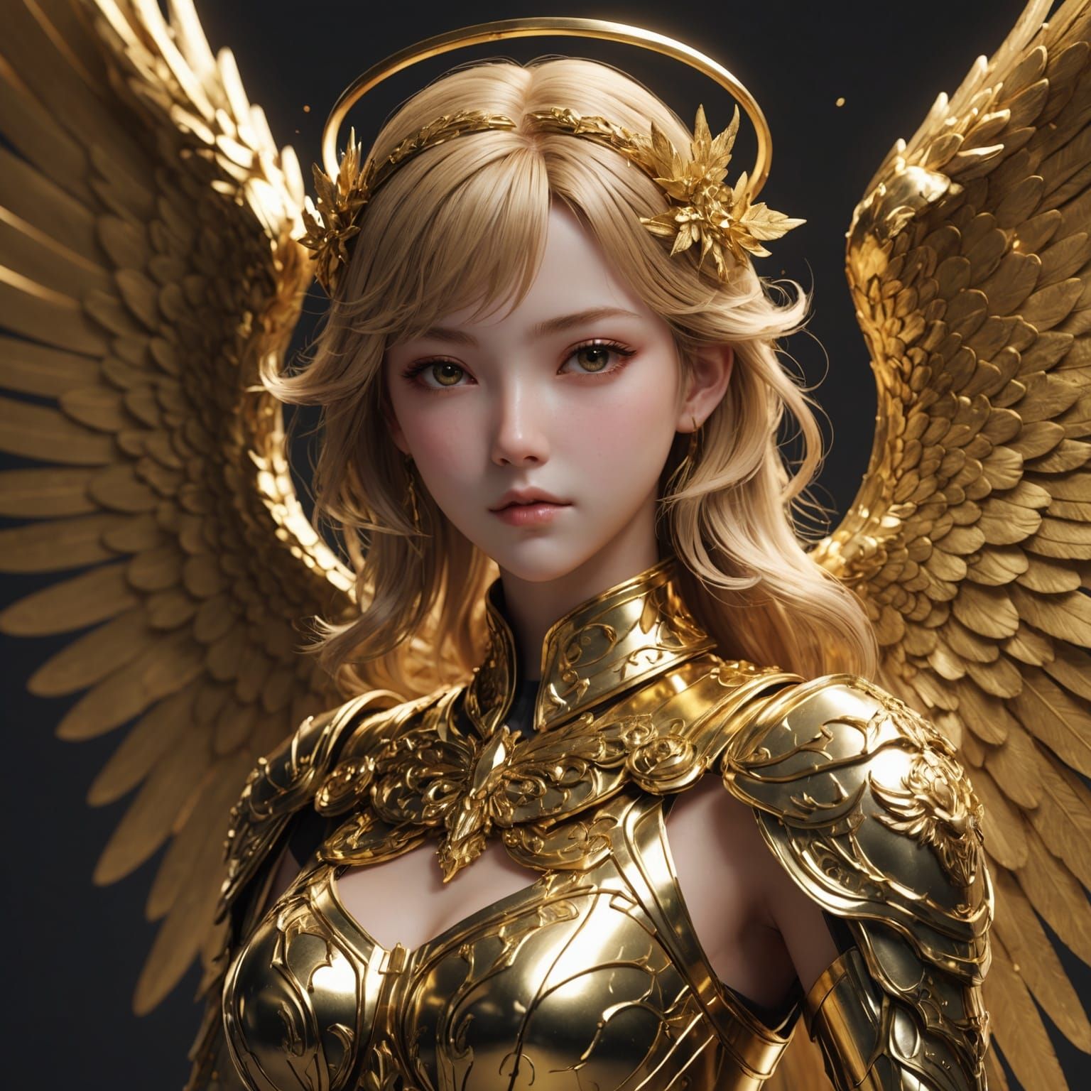 Golden Angel in Detailed 3D Anime Art