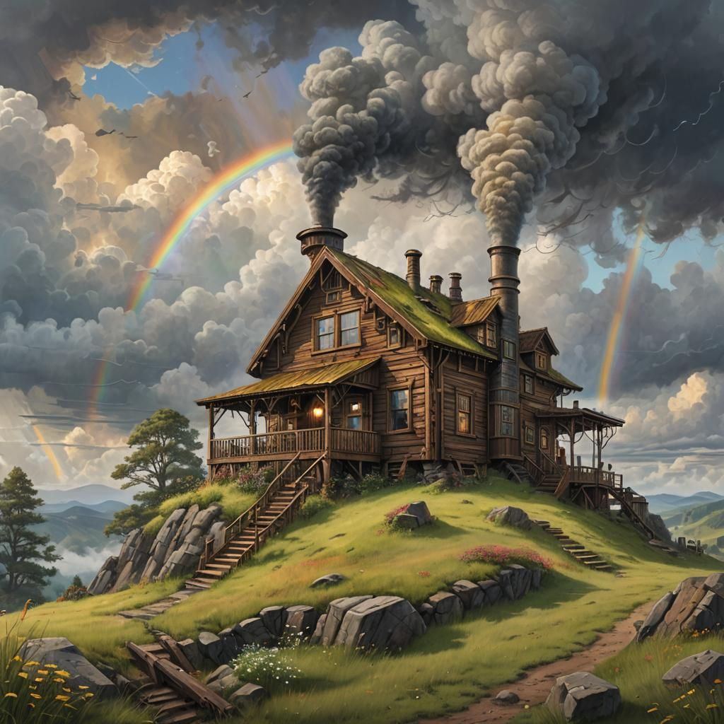 Cabin Retreat With A Rainbow (version 2)