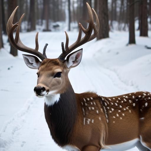 Deer in winter woods