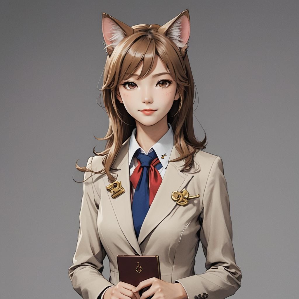 A Female Human Neko as Anchorwoman