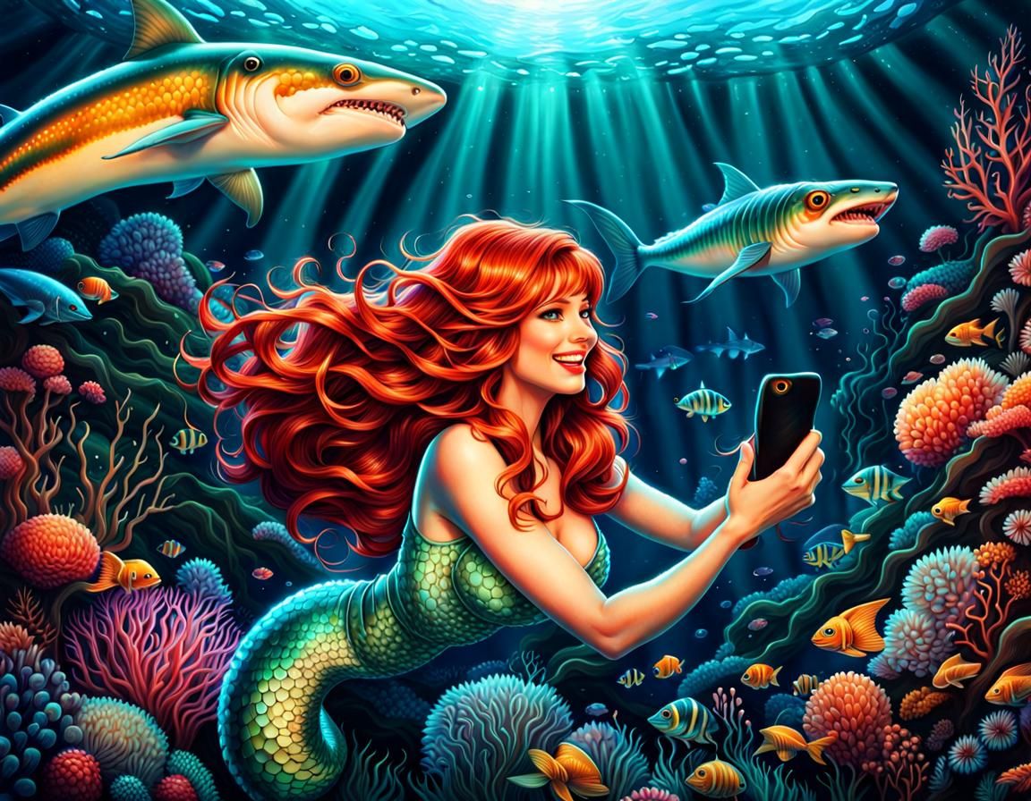 Ariel Takes A Selfie - AI Generated Artwork - NightCafe Creator