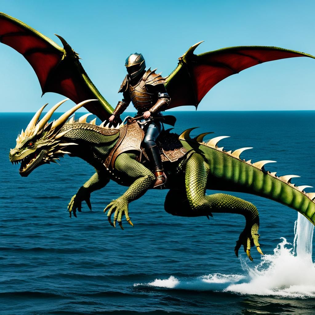 The dragon Armor worn by a person riding on a water dragon t...