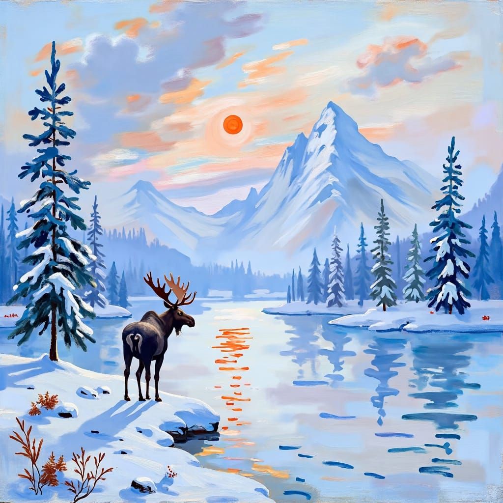 Moose - Winter landscape