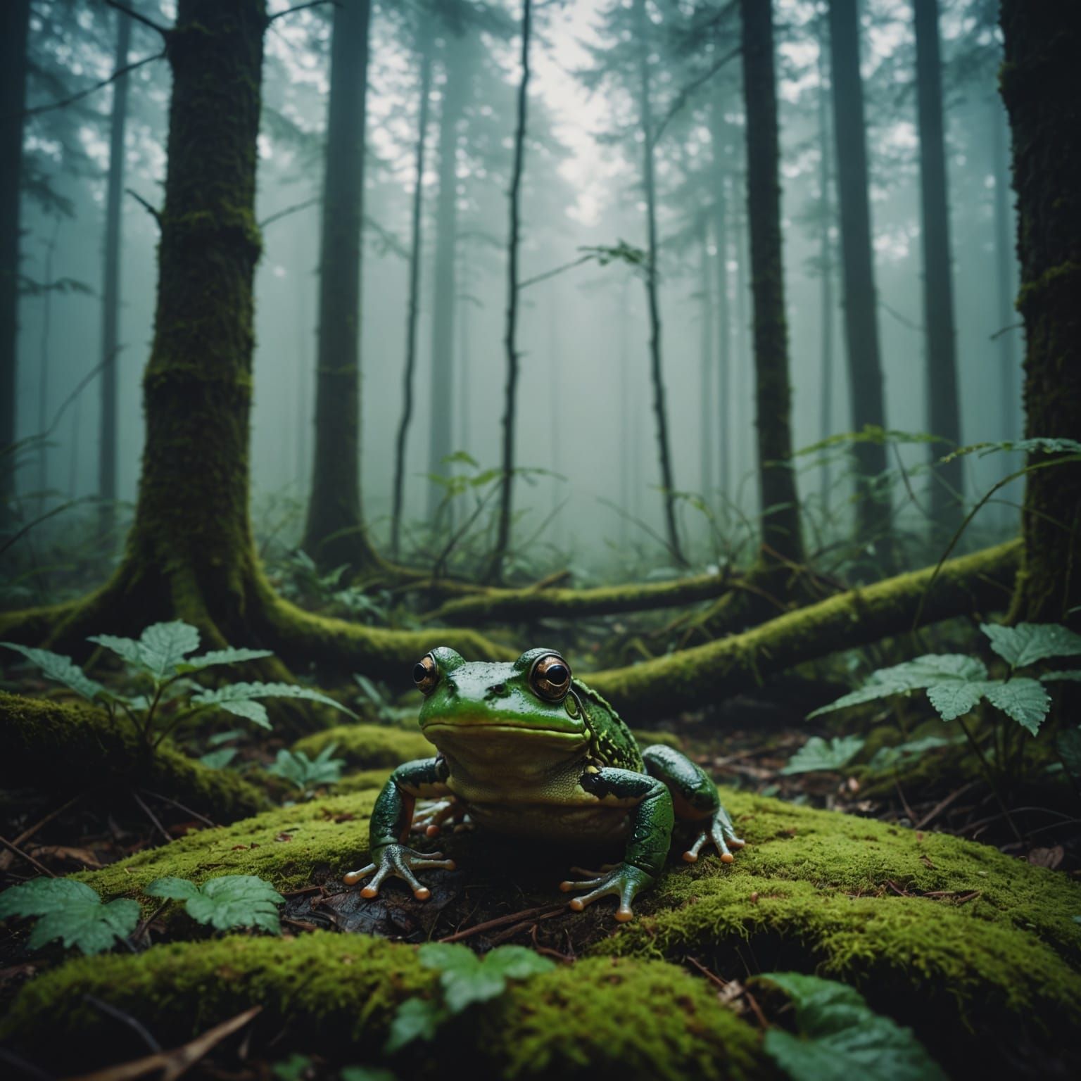 a foggy froggy forest