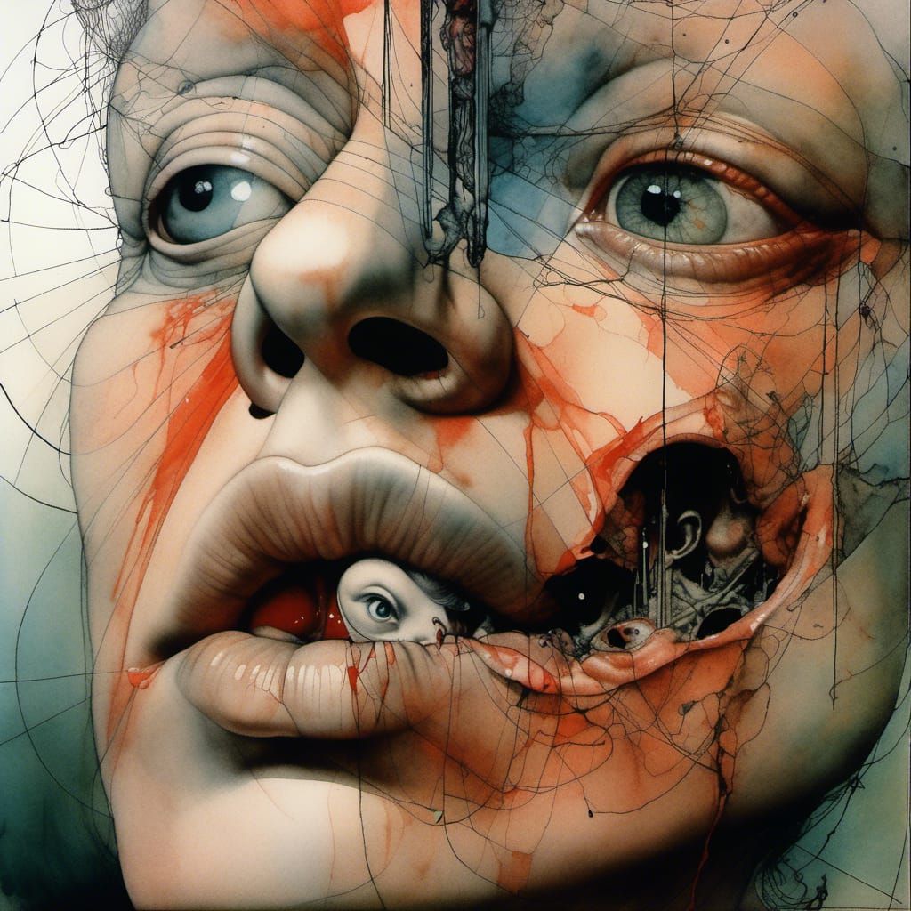 Spare's Pareidolia: Watercolor Automatic Drawing