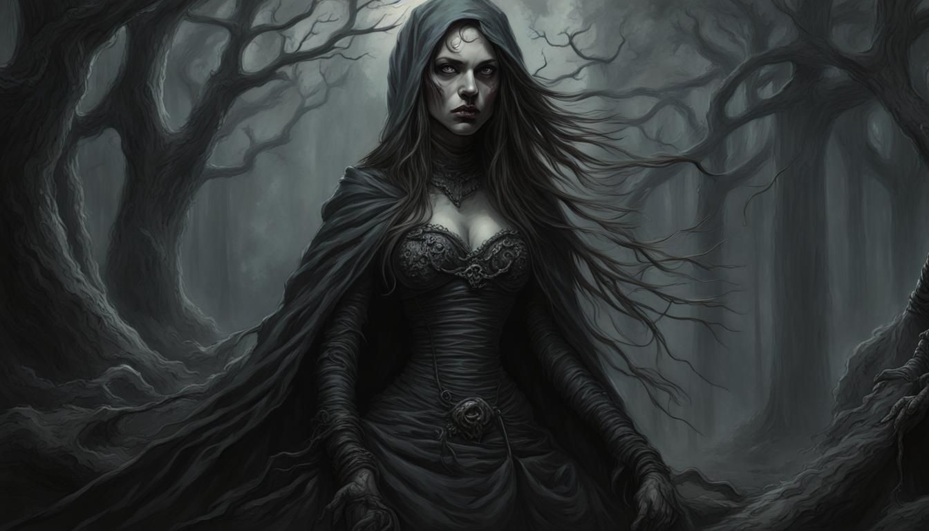 dark portrait fantasy female - AI Generated Artwork - NightCafe Creator