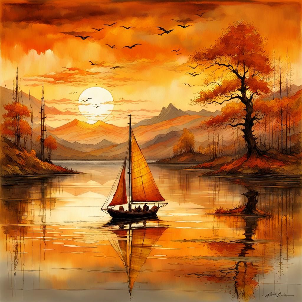 SAILING AT THE SUNSET AUTUMN  by @JustBubu