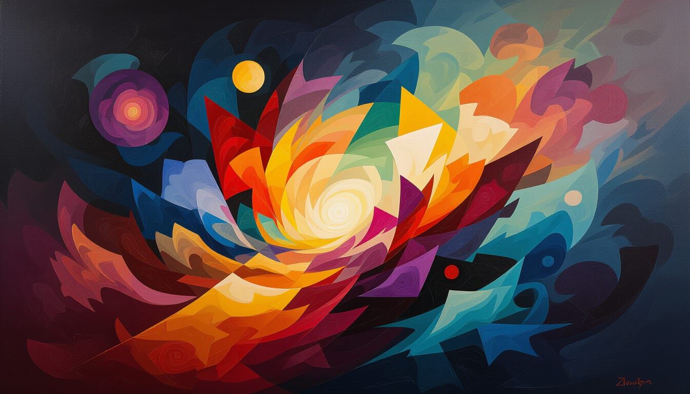 Surrealist Oil Painting of Cosmic Chaos