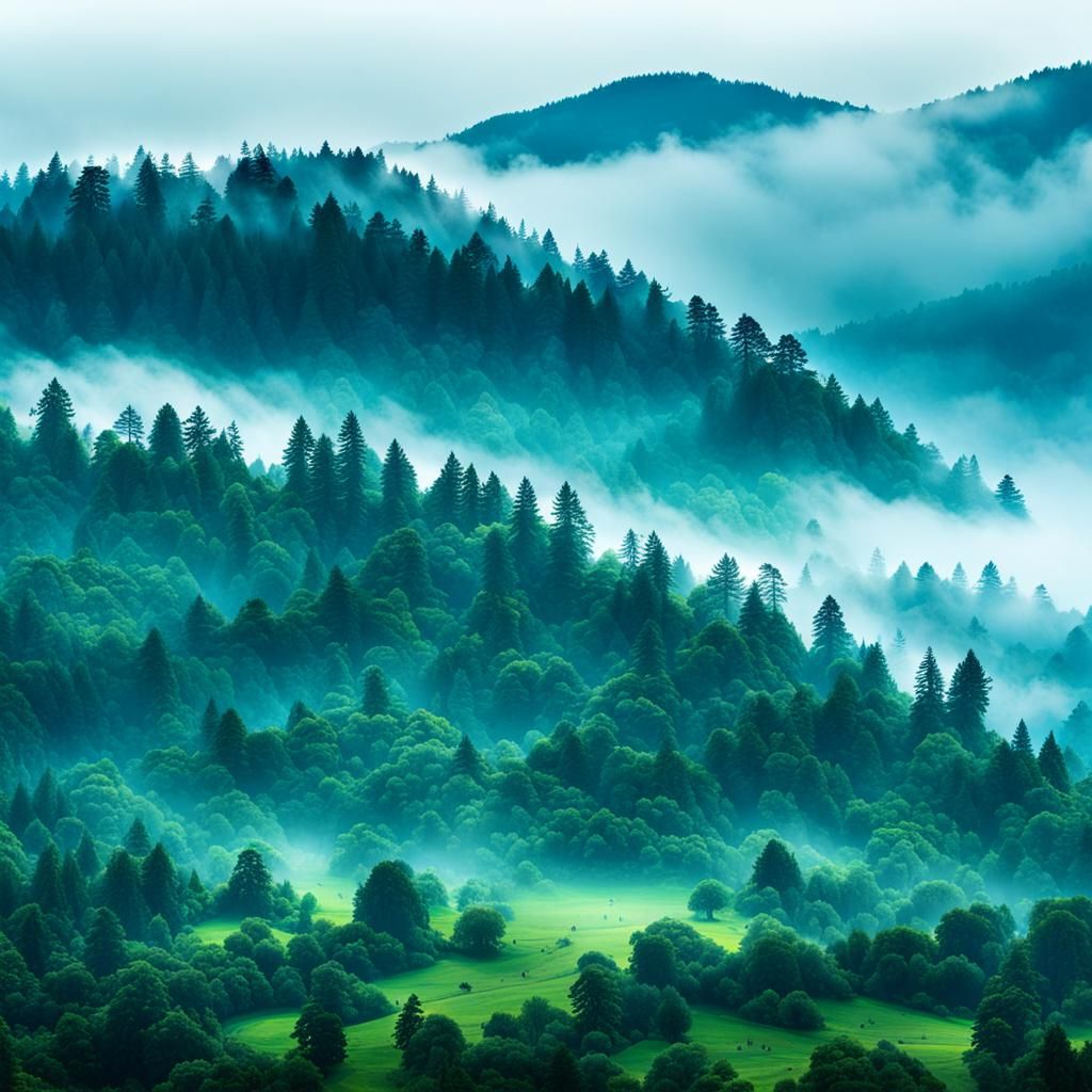 Beautiful misty mountain landscape