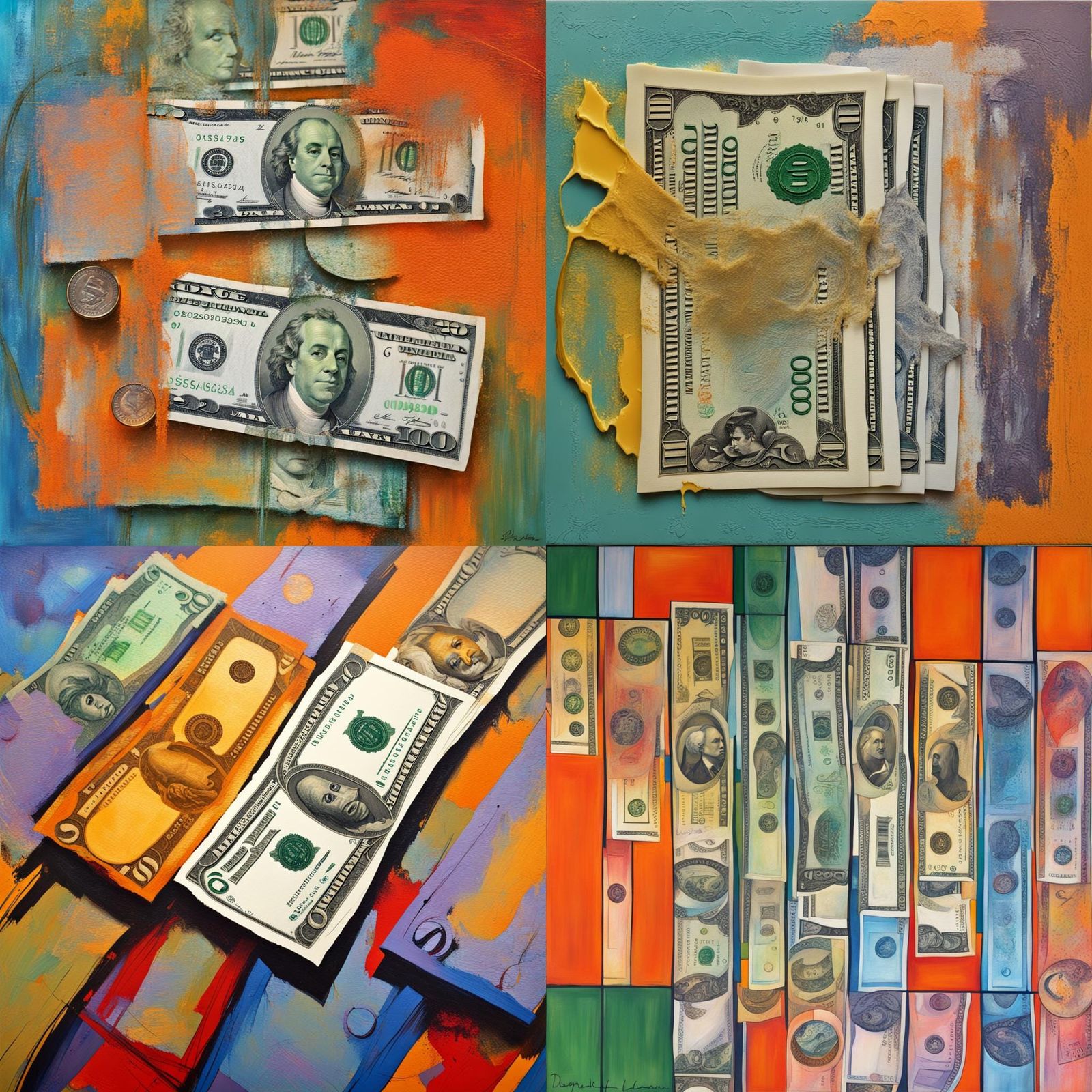 money laundering abstract art complementary colors fine details AI
