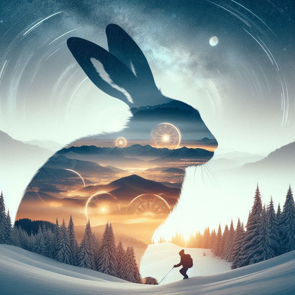 double exposure beautiful fantasy DALL-E 3 portrait landscape..