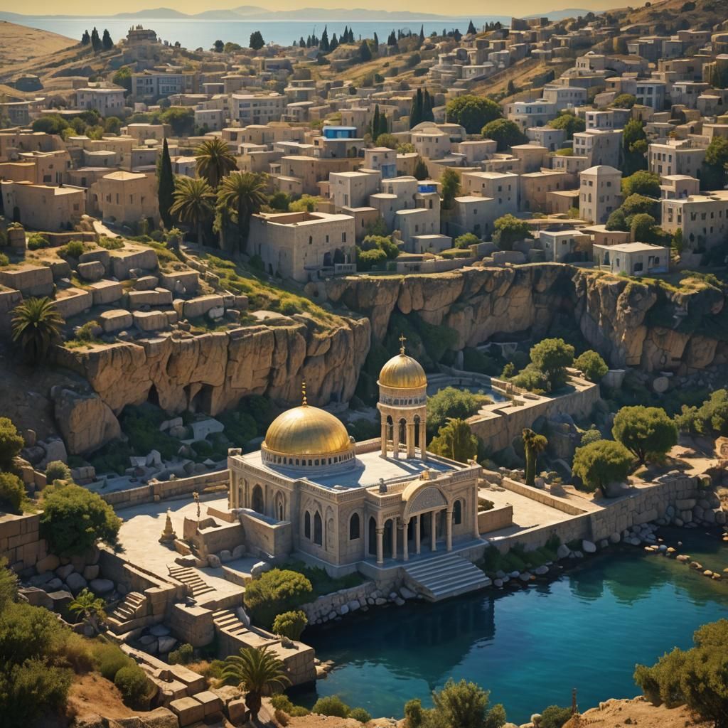 Tiberias Tomb on Galilee Shore: Fantasy Matte Painting