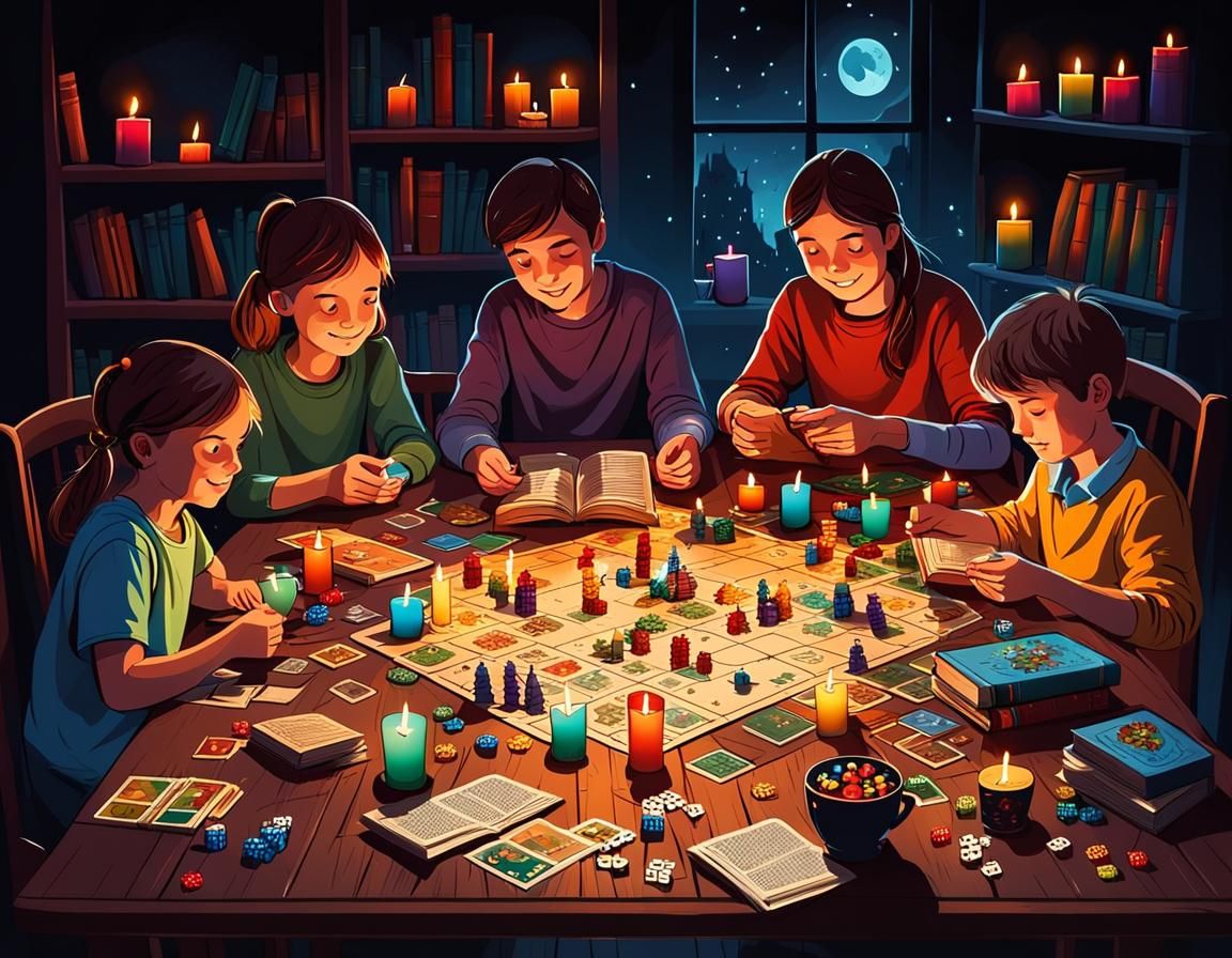 During a power outage, we play RPGs by candlelight AI Generated