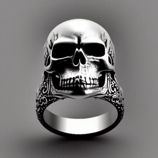 Silver skull ring - AI Generated Artwork - NightCafe Creator