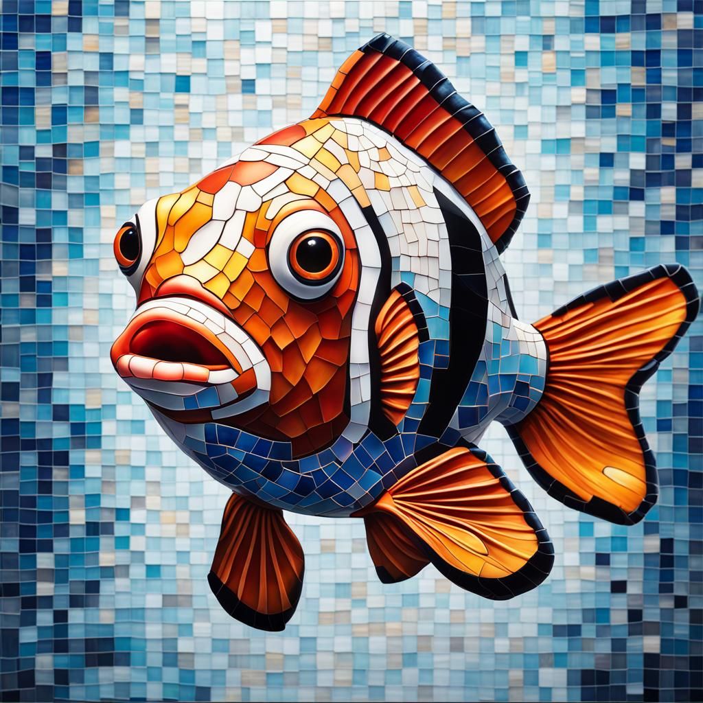 Mosaic of a clown fish
