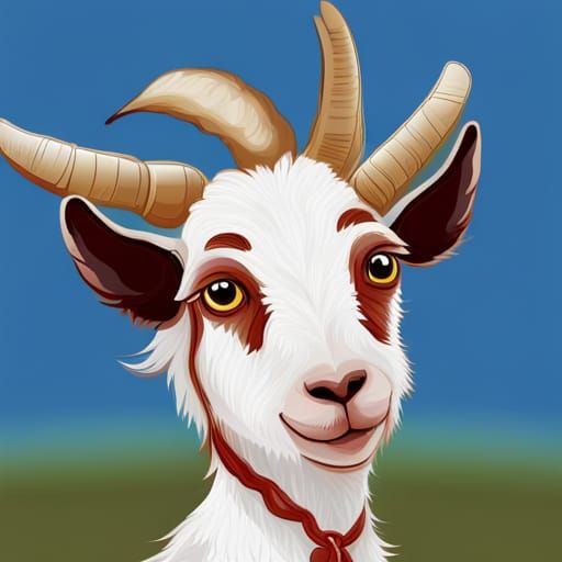 Portrait of a Goat (too many horns variant) AI Generated Artwork