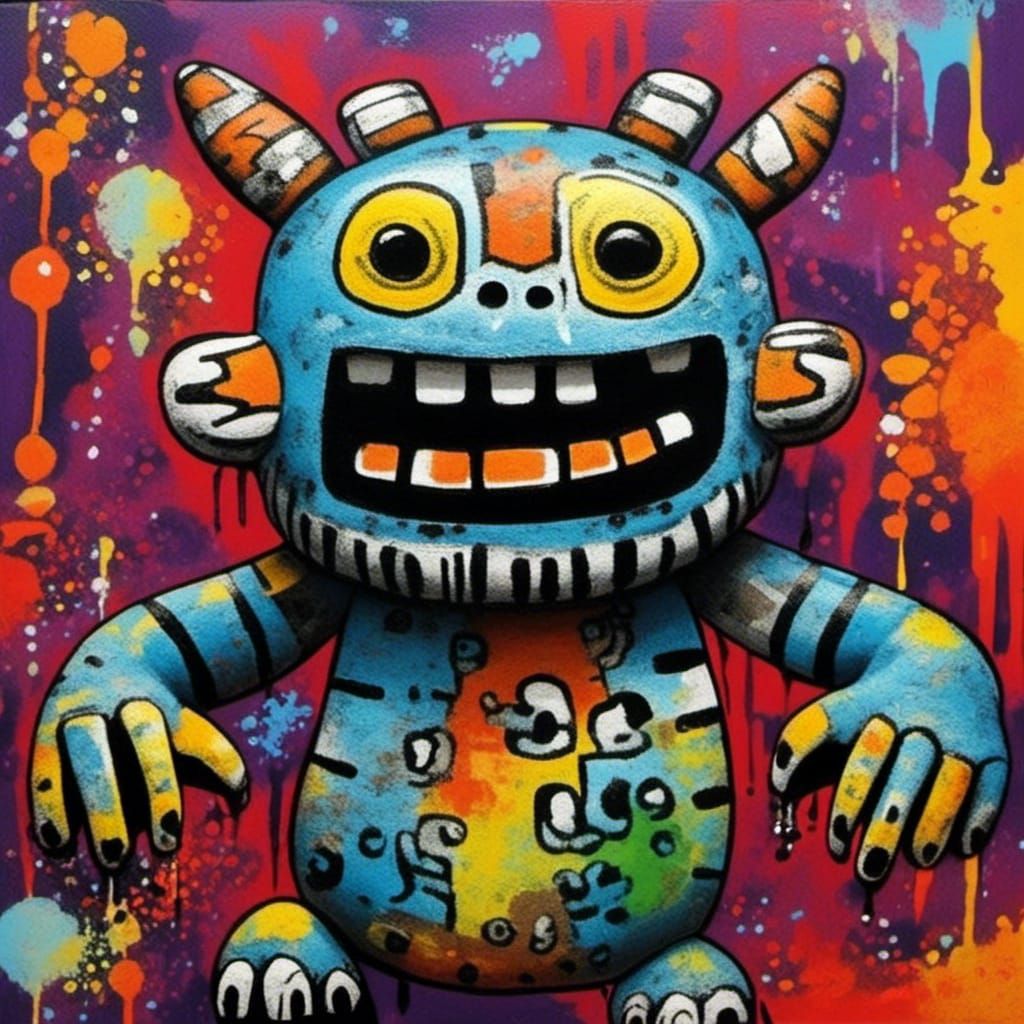  <lora:Dubuffet Dolls:1.0> Happy Monster 