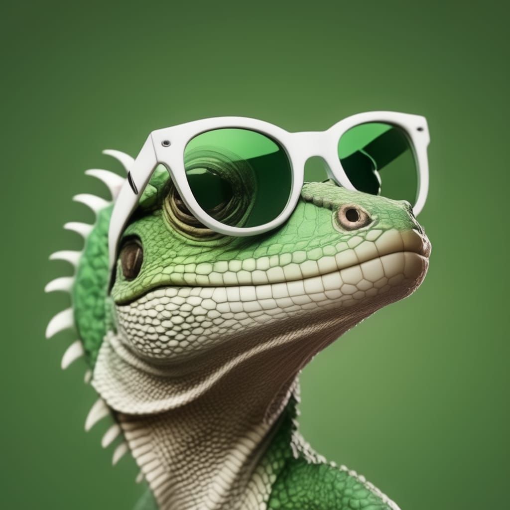 Lizard-Gecko a wearing a crazy big sunglasses