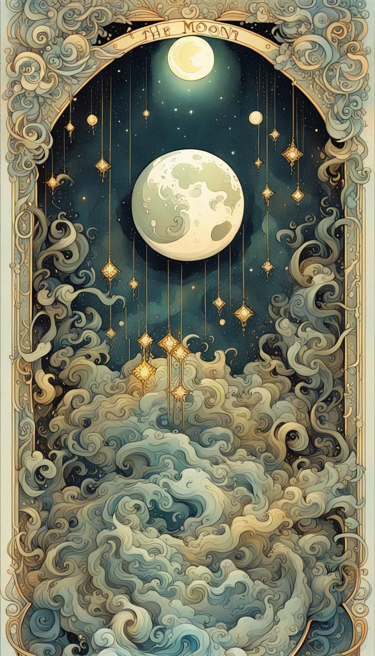 Tarot card: The Moon - AI Generated Artwork - NightCafe Creator