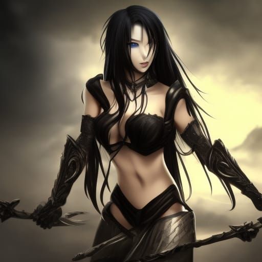 (Hotattractive),anime maidens, black bikini armor, perfect f...