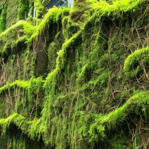 Overgrown city covered in vines and moss