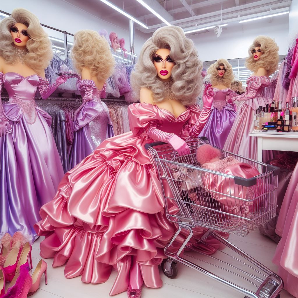 Satin Wonderland of Sissy Dresses and Wigs and Gloves and Ma...