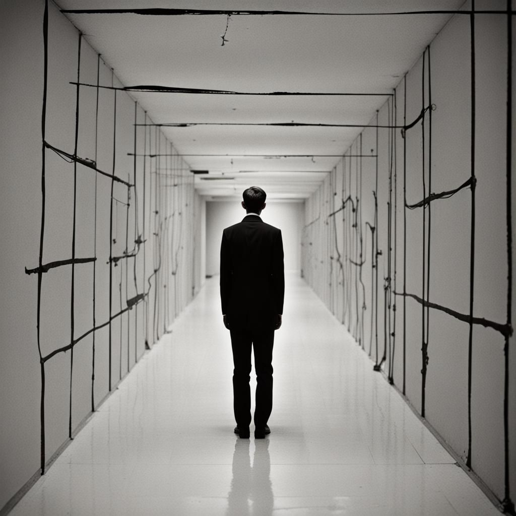 Slipping off into madness.  Photograph of a perfect human in...