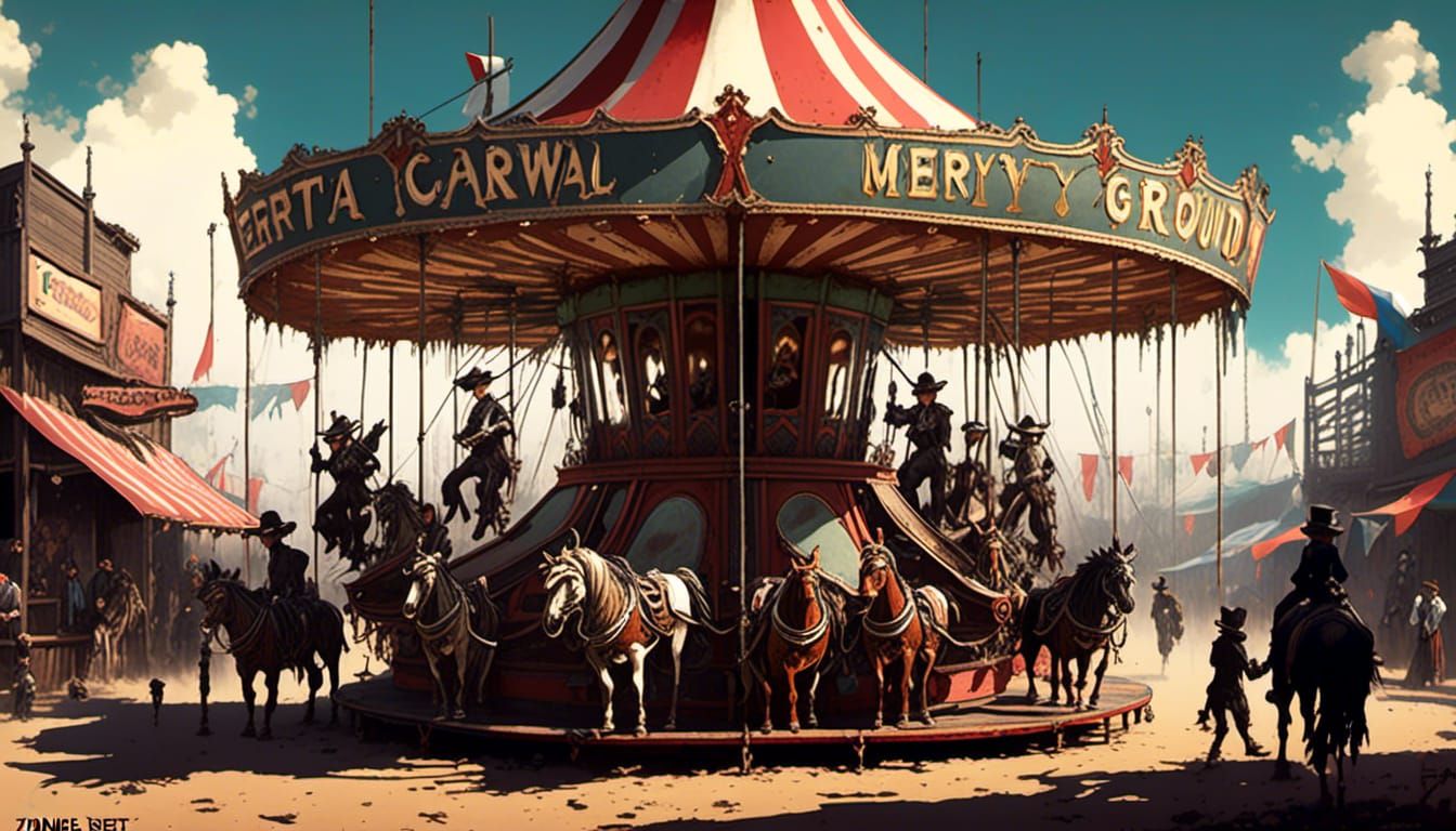 "Merry Go 'Round": 1800's Old West rundown carnival by <lora...